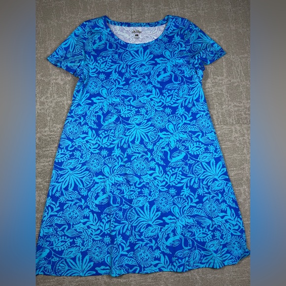 Lily Pulitzer Martinique Blue Jungle Oasis Jody Shirt Dress Pima Cotton Size XL - Picture 2 of 7